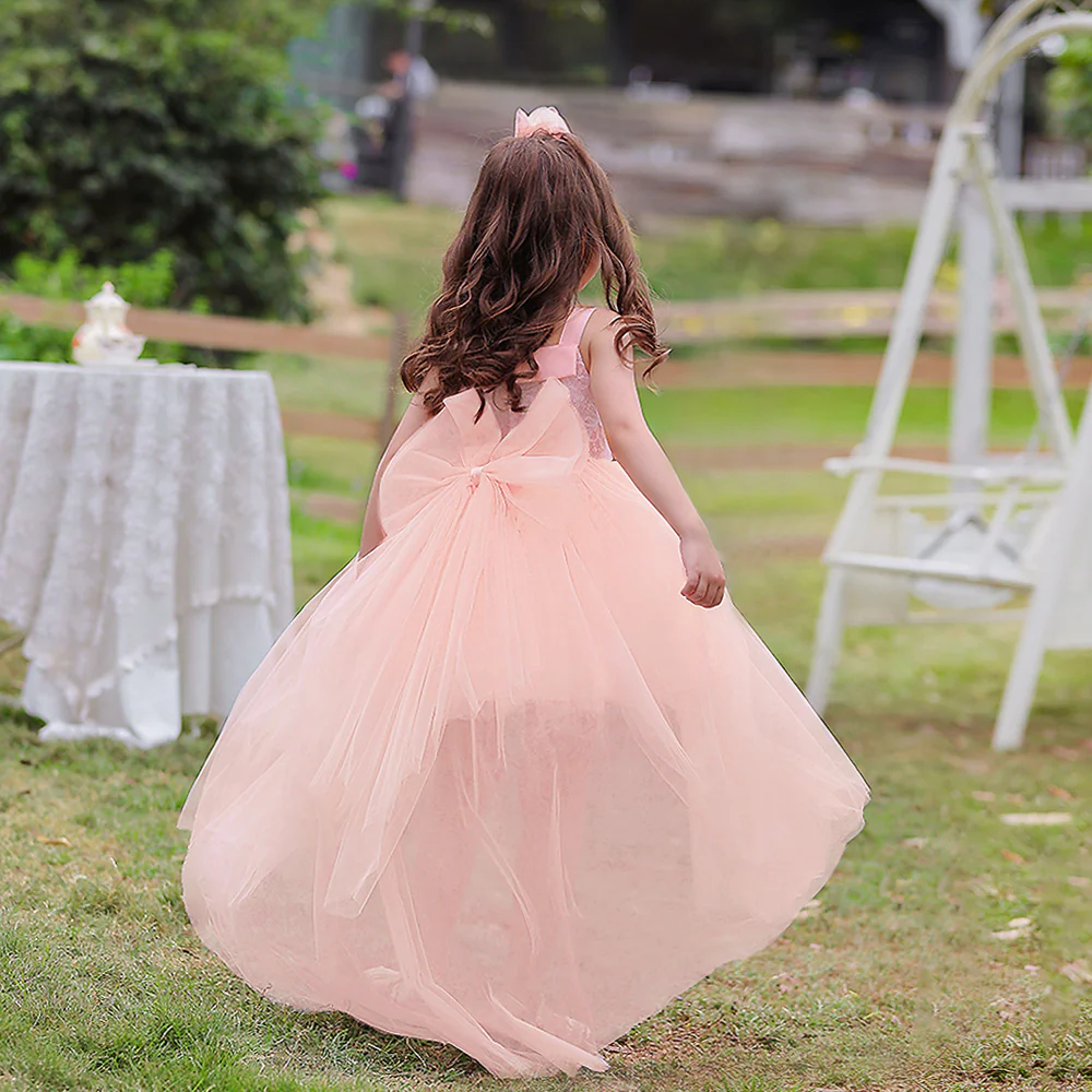 Ball Gown Scoop 3/4 Sleeves 2 Pieces Flower Girl Dresses with Bow knot - Image 2