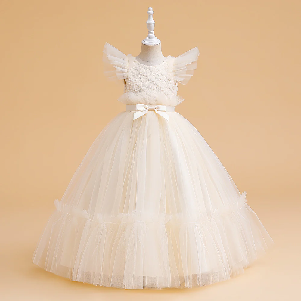 Ball Gown Scoop Flying Sleeves Flower Girl Dresses with Sash - Image 6