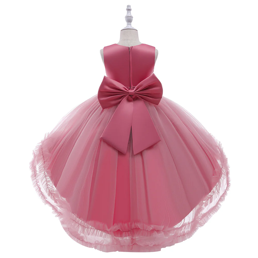Ball Gown Scoop Hi-Low Ruffled Flower Girl Dresses with Bowknot - Image 2