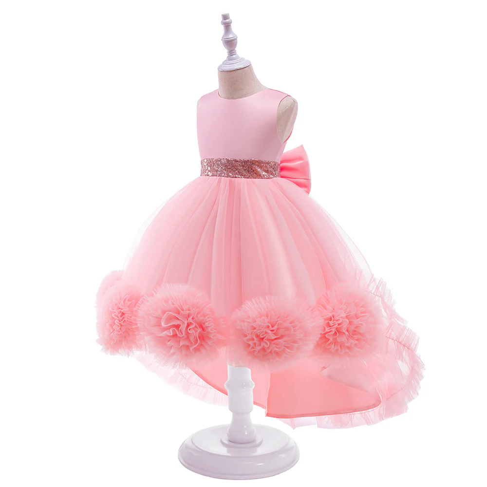 Ball Gown Scoop Hi-Low Ruffled Flower Girl Dresses with Bowknot - Image 5
