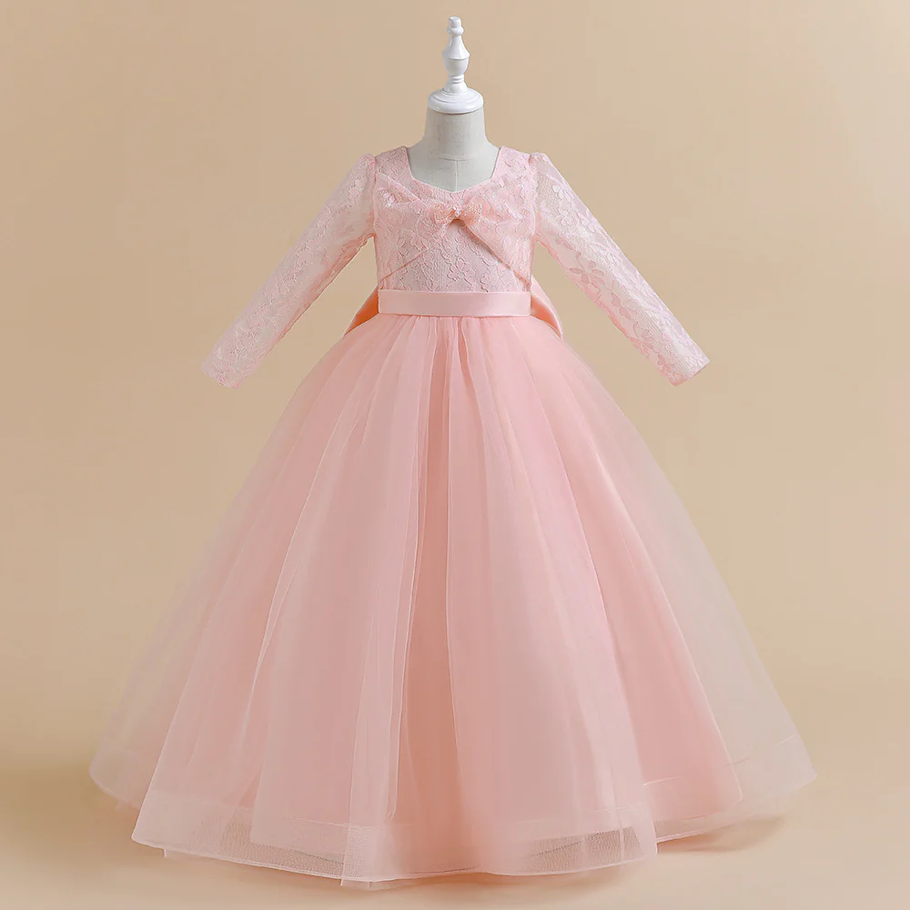 Ball Gown Scoop Long Sleeves Flower Girl Dresses with Lace - Image 6