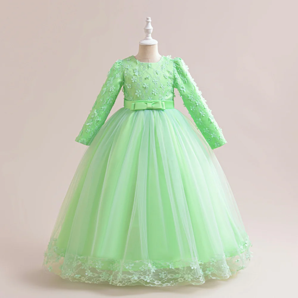 Ball Gown Scoop Long Sleeves Flower Girl Dresses with Lace - Image 10