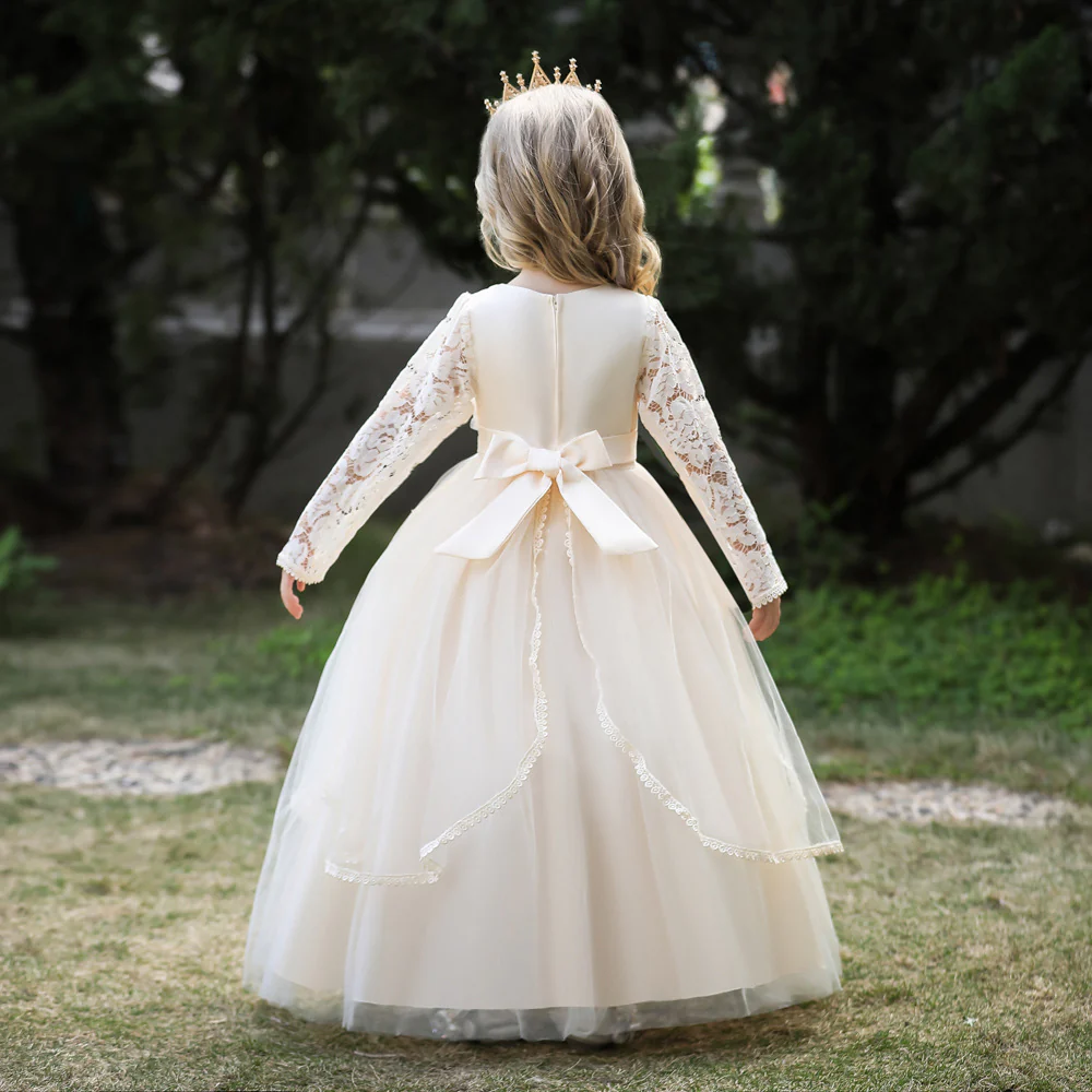 Ball Gown Scoop Long Sleeves Lace Flower Girl Dresses - Image 2