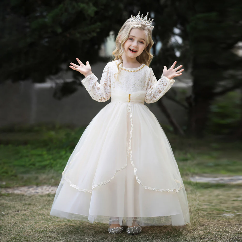 Ball Gown Scoop Long Sleeves Lace Flower Girl Dresses - Image 3