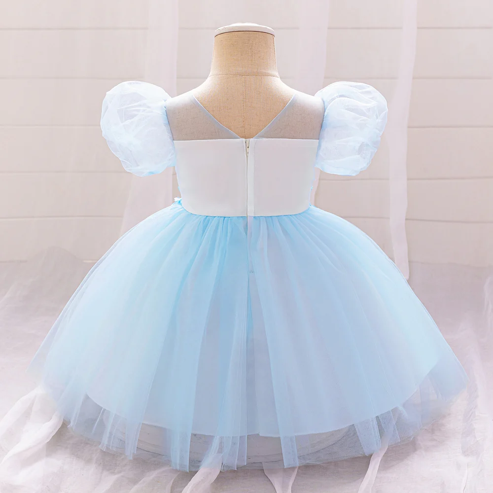 Ball Gown Scoop Puff Sleeves Applique Flower Girl Dresses - Image 2
