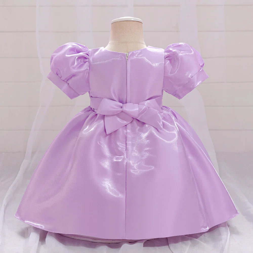 Ball Gown Scoop Puff Sleeves Flower Girl Dresses with Ruched - Image 2