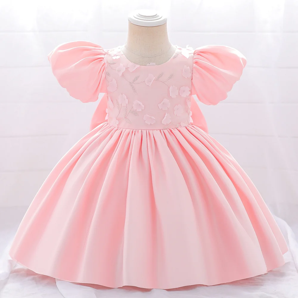 Ball Gown Scoop Puff Sleeves Flower Girl Dresses with Solid Flowers - Image 7