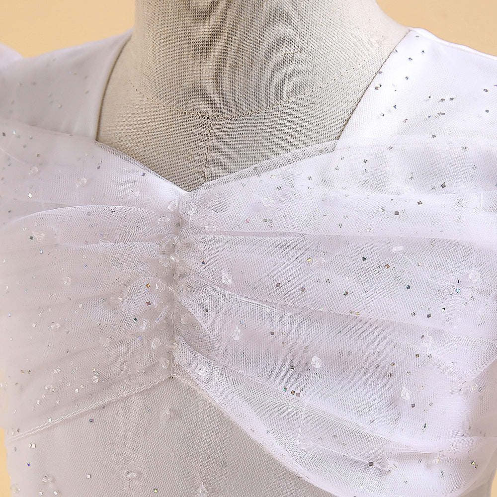 Ball Gown Scoop Puff Sleeves Sequins Flower Girl Dresses - Image 4