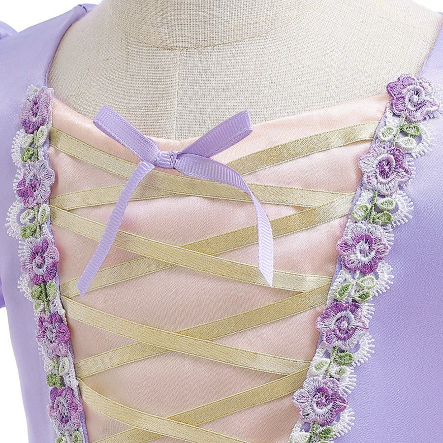 Ball Gown Scoop Short Sleeves Flower Girl Dresses with Appliques & Bow(s) & Embroidery - Image 4