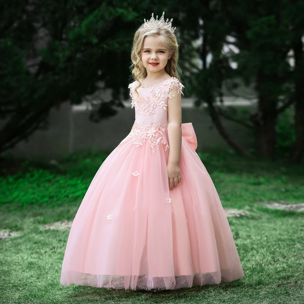 Ball Gown Scoop Sleeveless Flower Girl Dresses with Applique - Image 3