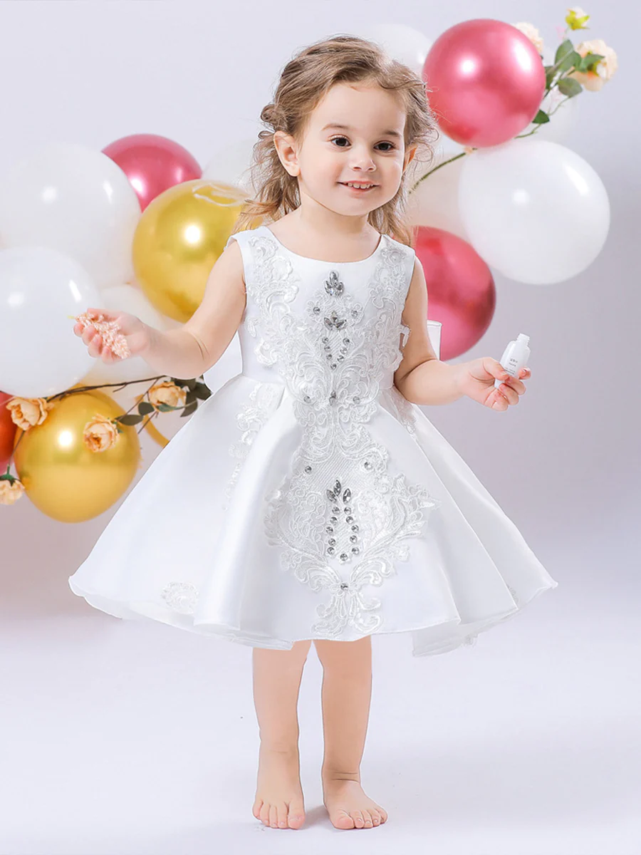 Ball Gown Scoop Sleeveless Flower Girl Dresses with Rhinestones - Image 2