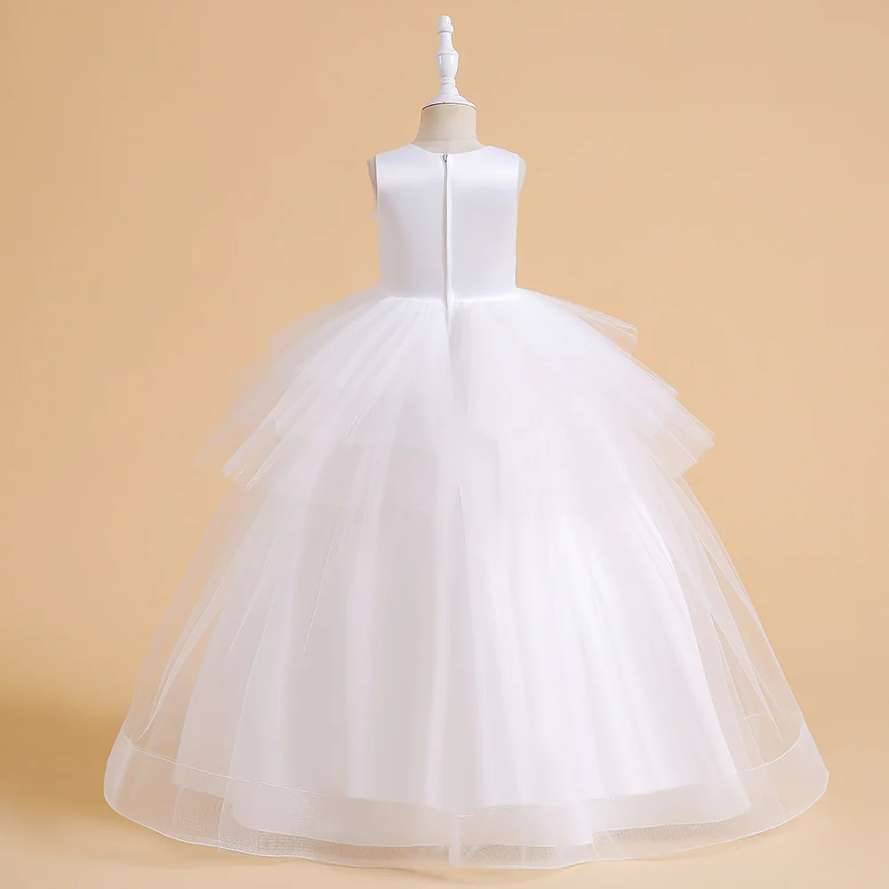 Ball Gown Scoop Sleeveless Tiered Flower Girl Dresses - Image 2