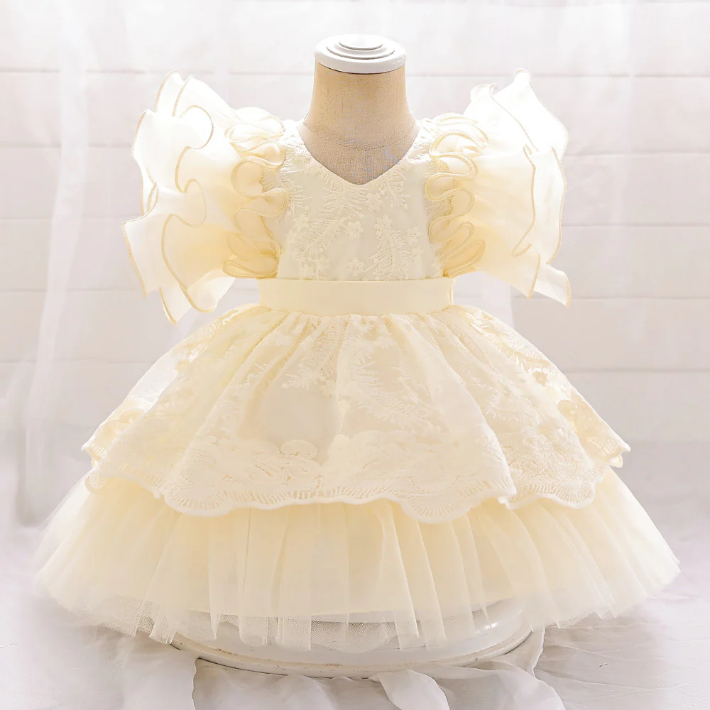 Ball Gown V-Neck Flying Sleeves Flower Girl Dresses with Applique - Image 5