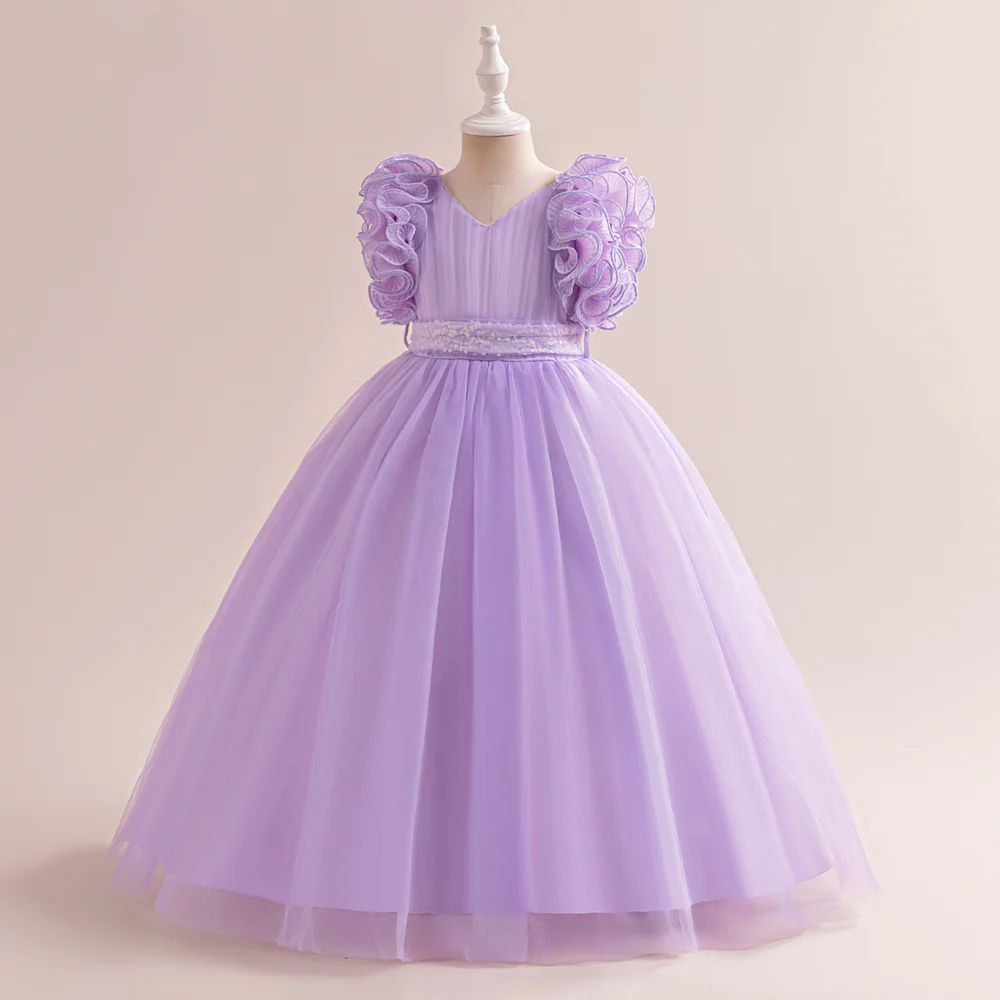 Ball Gown V-Neck Sleeveless Flower Girl Dresses with Sequins - Image 3