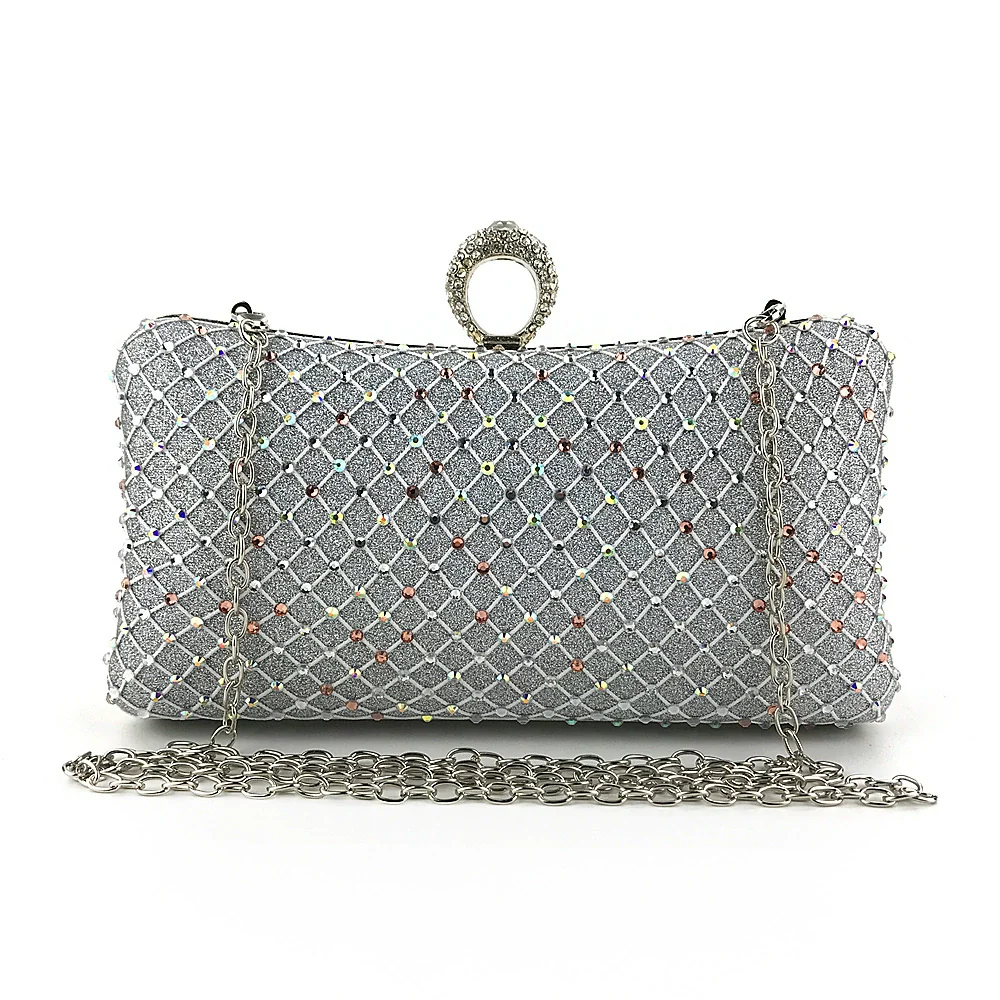 Delicate Rhinestone Clutch Women's Chain Wallets - Image 2