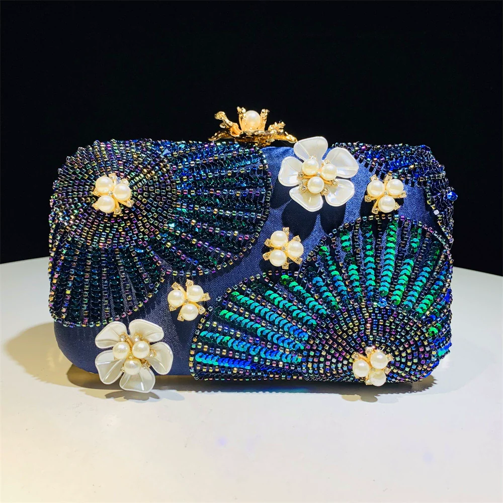 Flower Shining Pearls Clutch Unique Handbags - Image 4