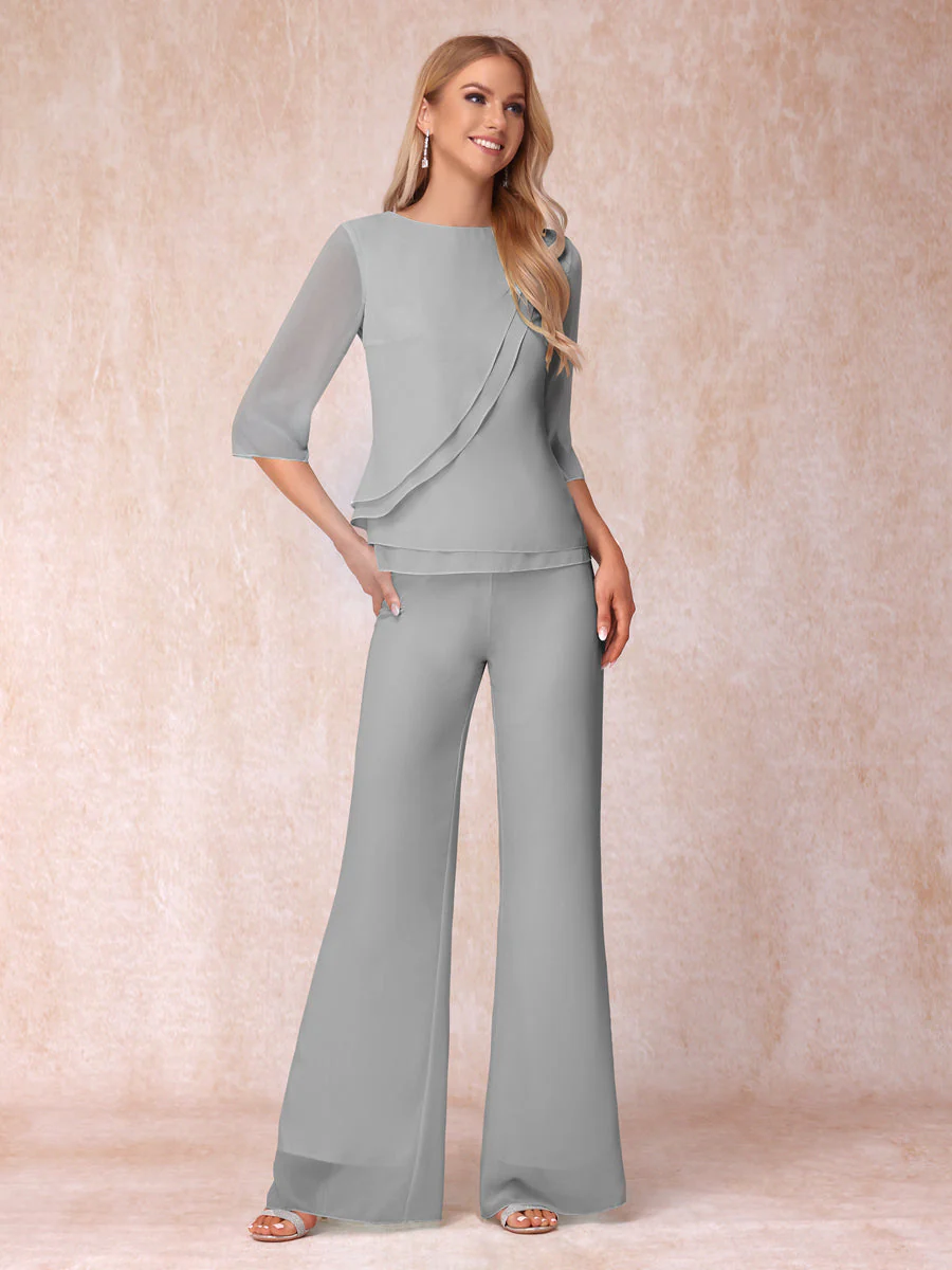 High Neck 3/4 Sleeves Formal Jumpsuits for Women with Ruffles - Image 22