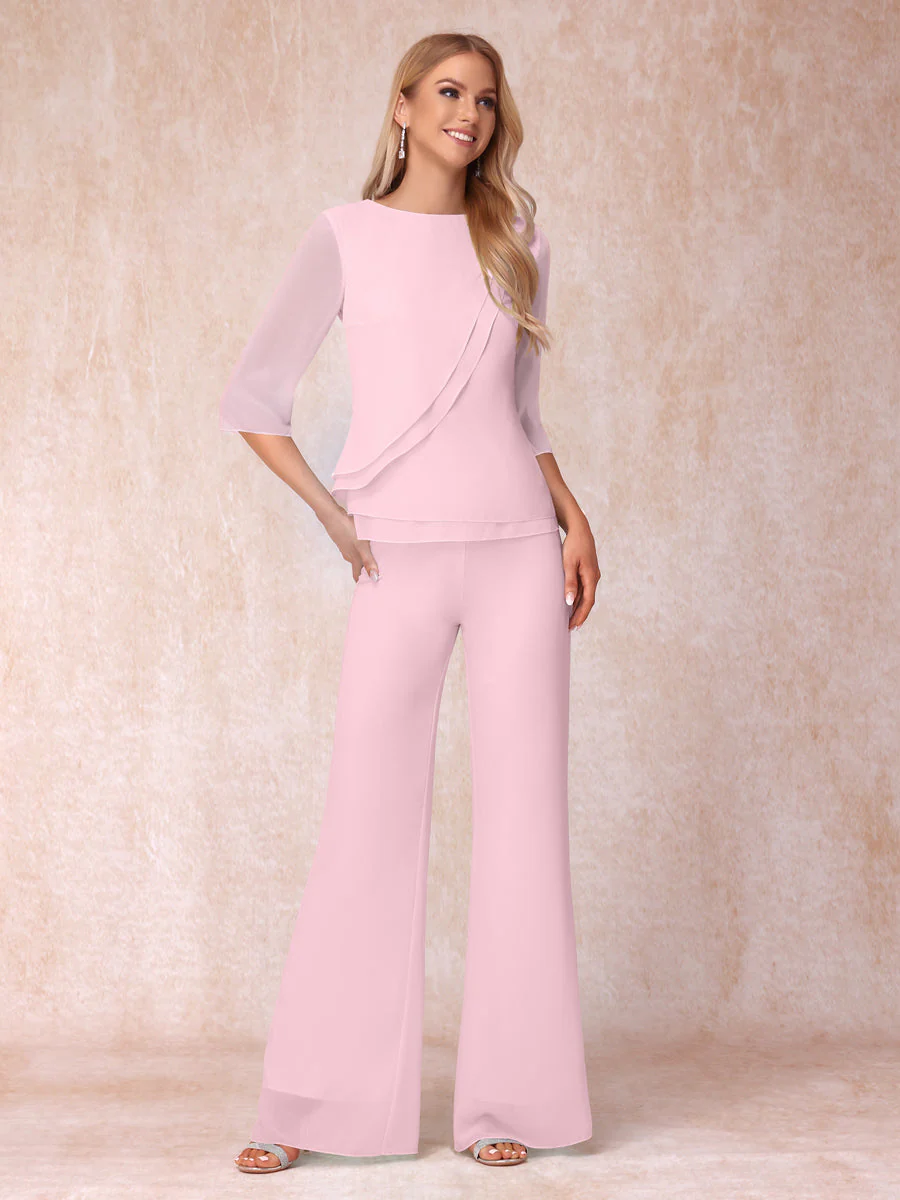 High Neck 3/4 Sleeves Formal Jumpsuits for Women with Ruffles - Image 25