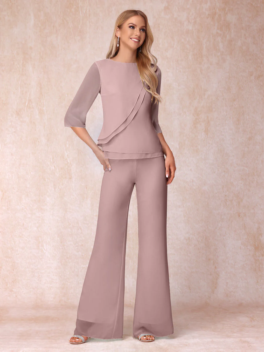 High Neck 3/4 Sleeves Formal Jumpsuits for Women with Ruffles - Image 30