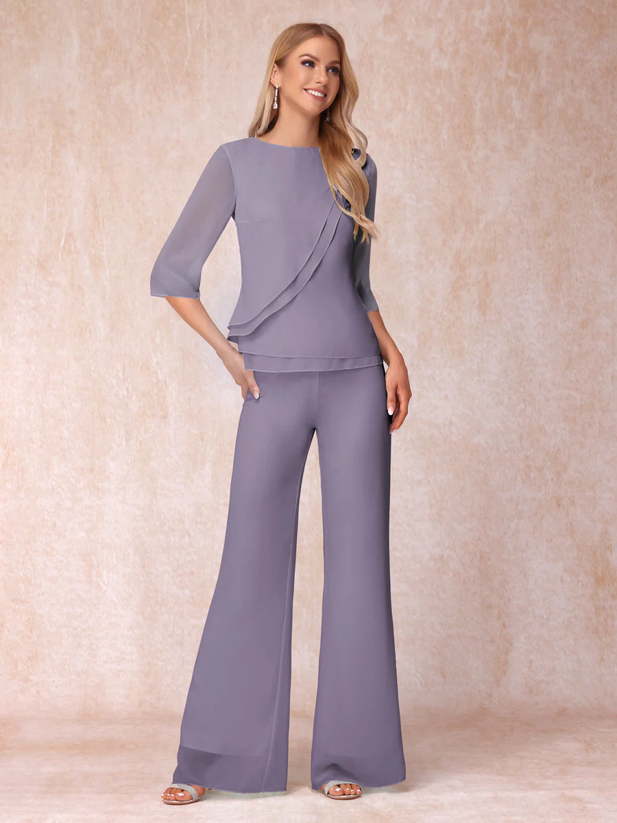 High Neck 3/4 Sleeves Formal Jumpsuits for Women with Ruffles - Image 39