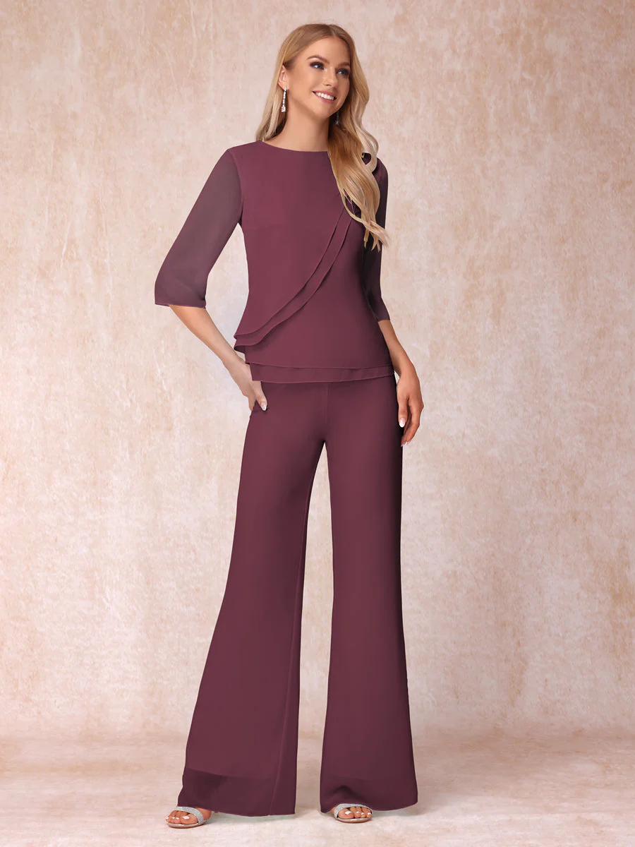 High Neck 3/4 Sleeves Formal Jumpsuits for Women with Ruffles - Image 43