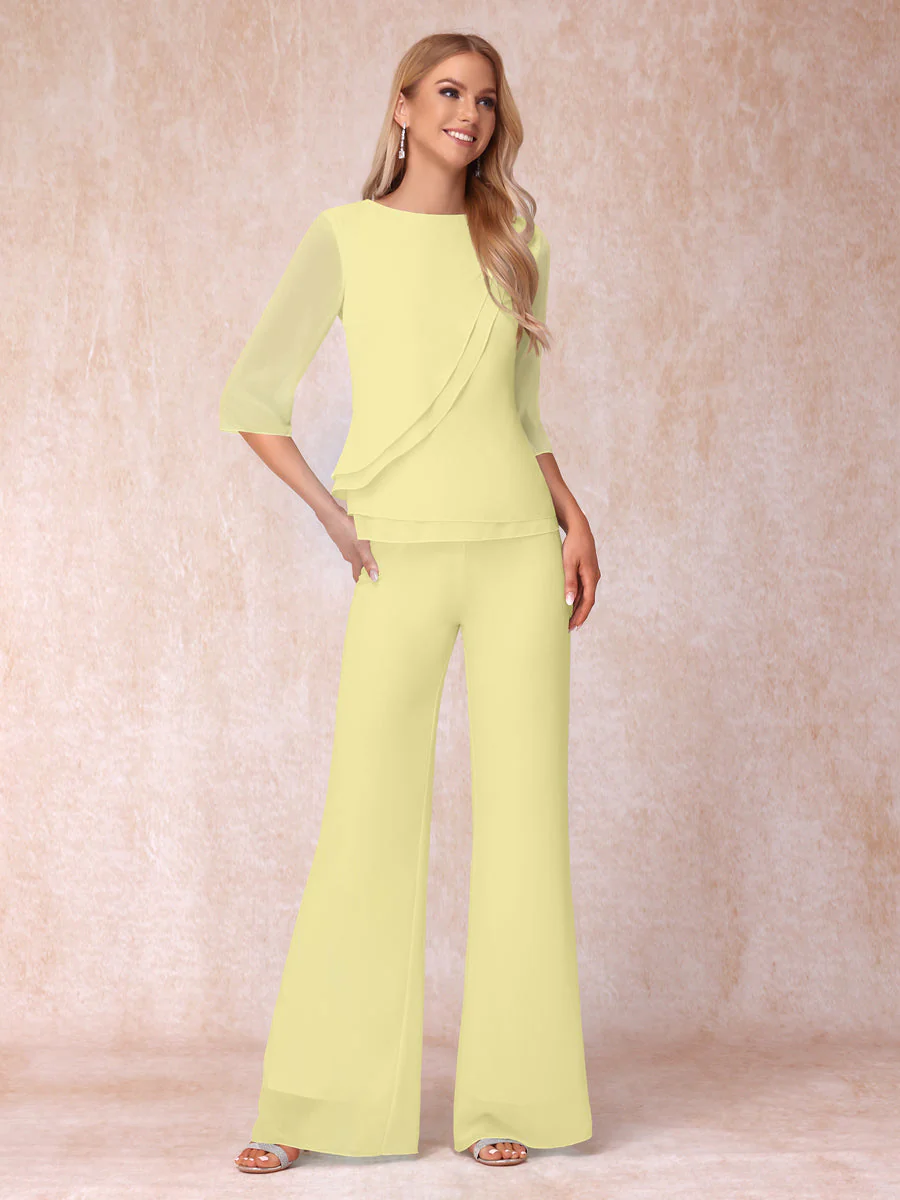 High Neck 3/4 Sleeves Formal Jumpsuits for Women with Ruffles - Image 68