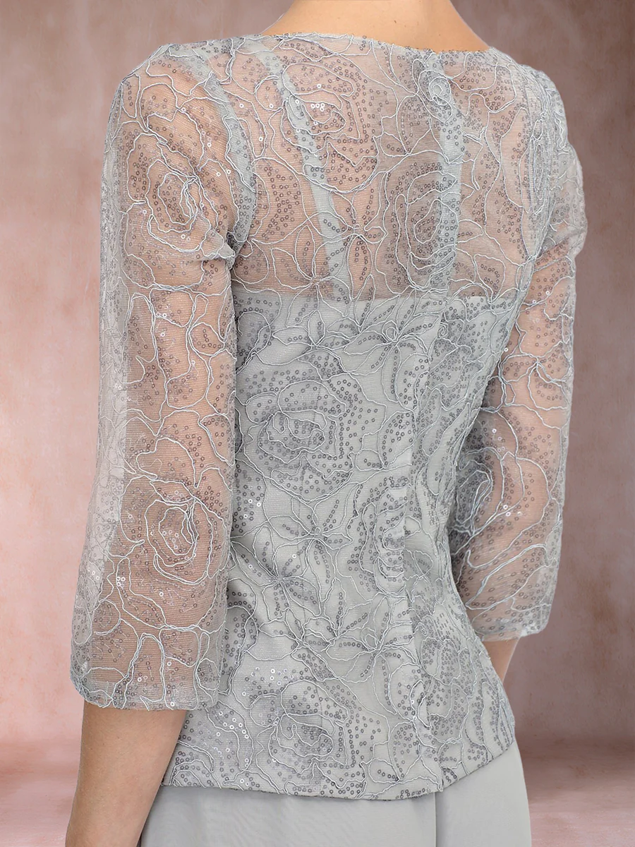 Jumpsuit/Pantsuit Scoop 3/4 Sleeves 2 Pieces Mother of the Bride Dresses with Rhinestone - Image 6