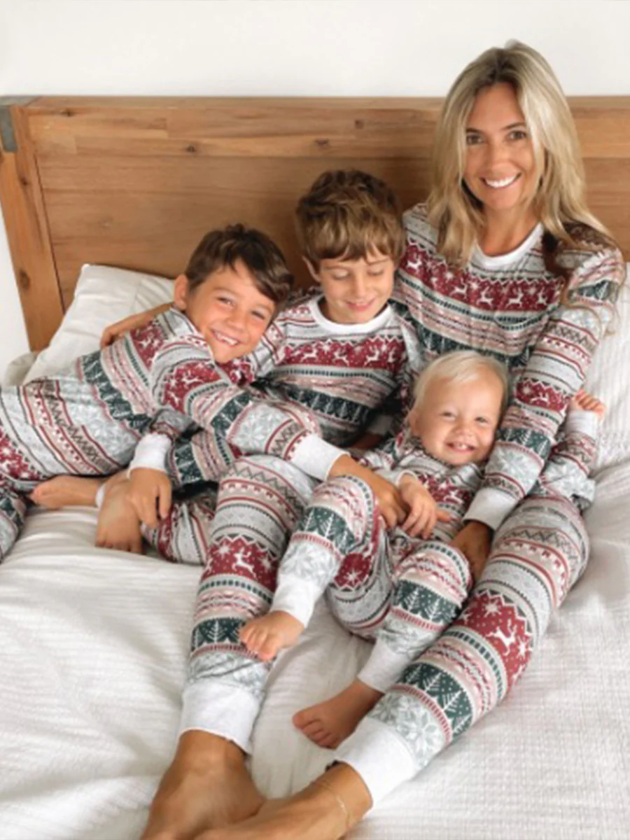 Matching Family Christmas Pajama Set with Red & Green Color-Block - Image 4