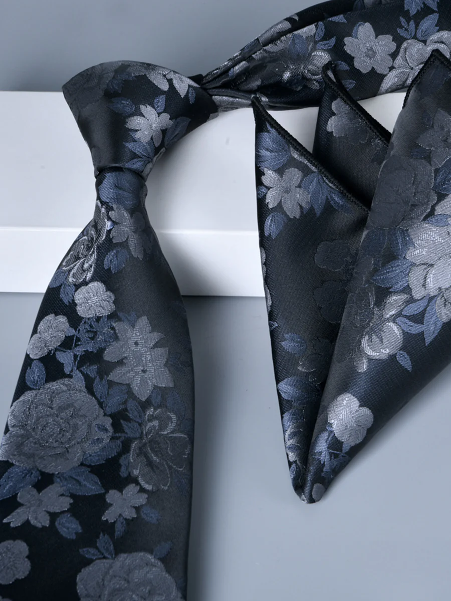 Men's 2 Pics Printed Jacquard Formal Floral Tie - Image 2