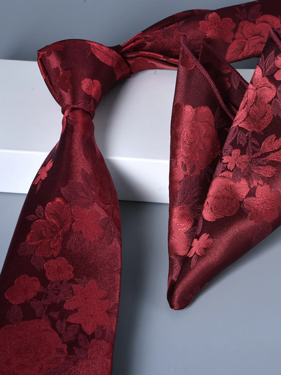 Men's 2 Pics Printed Jacquard Formal Floral Tie - Image 3