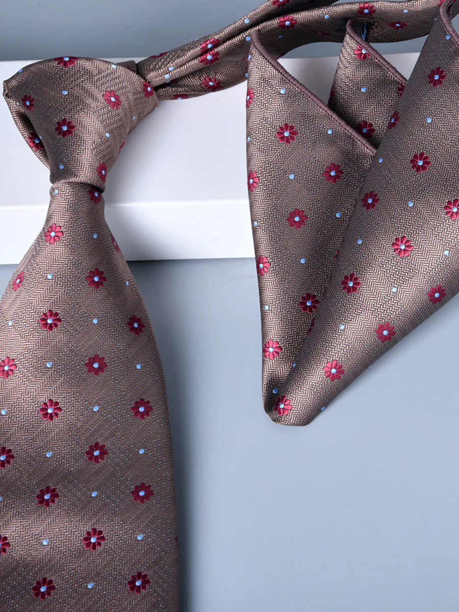 Men's 2 Pics Printed Jacquard Formal Floral Tie - Image 32