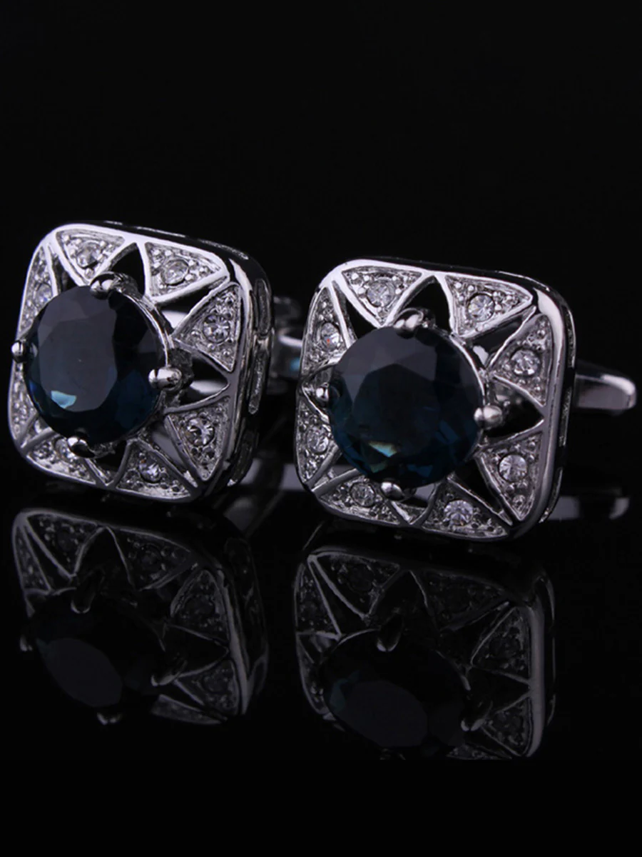 Men's 2Pcs Simple Geometric Metal Cufflinks - Image 12