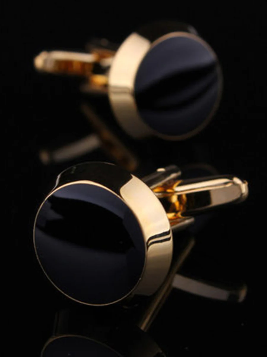 Men's 2Pcs Simple Geometric Metal Cufflinks - Image 5