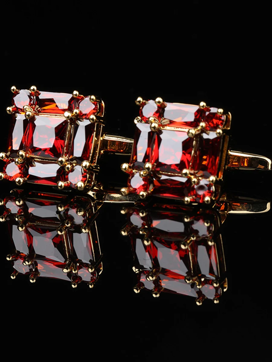 Men's Sparkling 2Pcs Alloy Cufflinks with Floral - Image 21