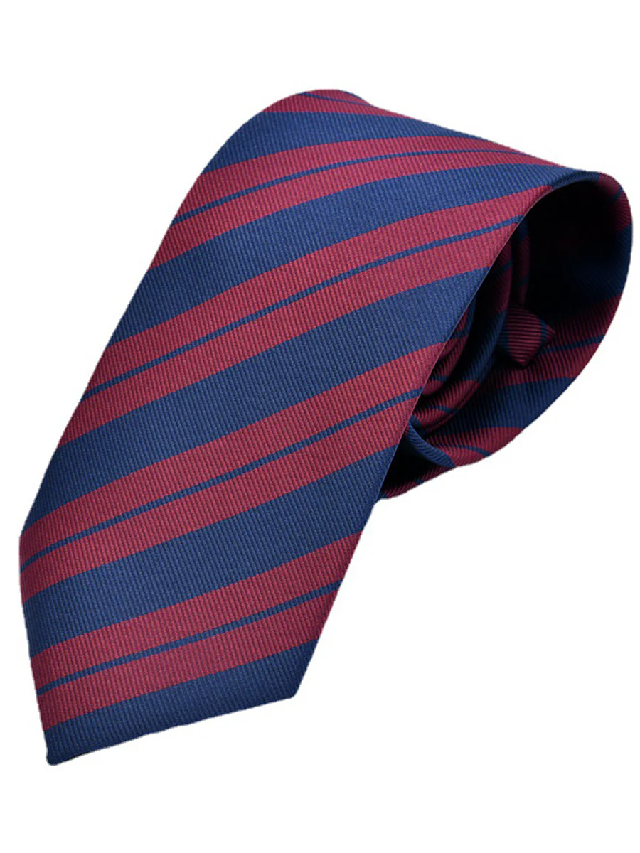 Men's Wine Red Printed Stripe Classic Tie - Image 3