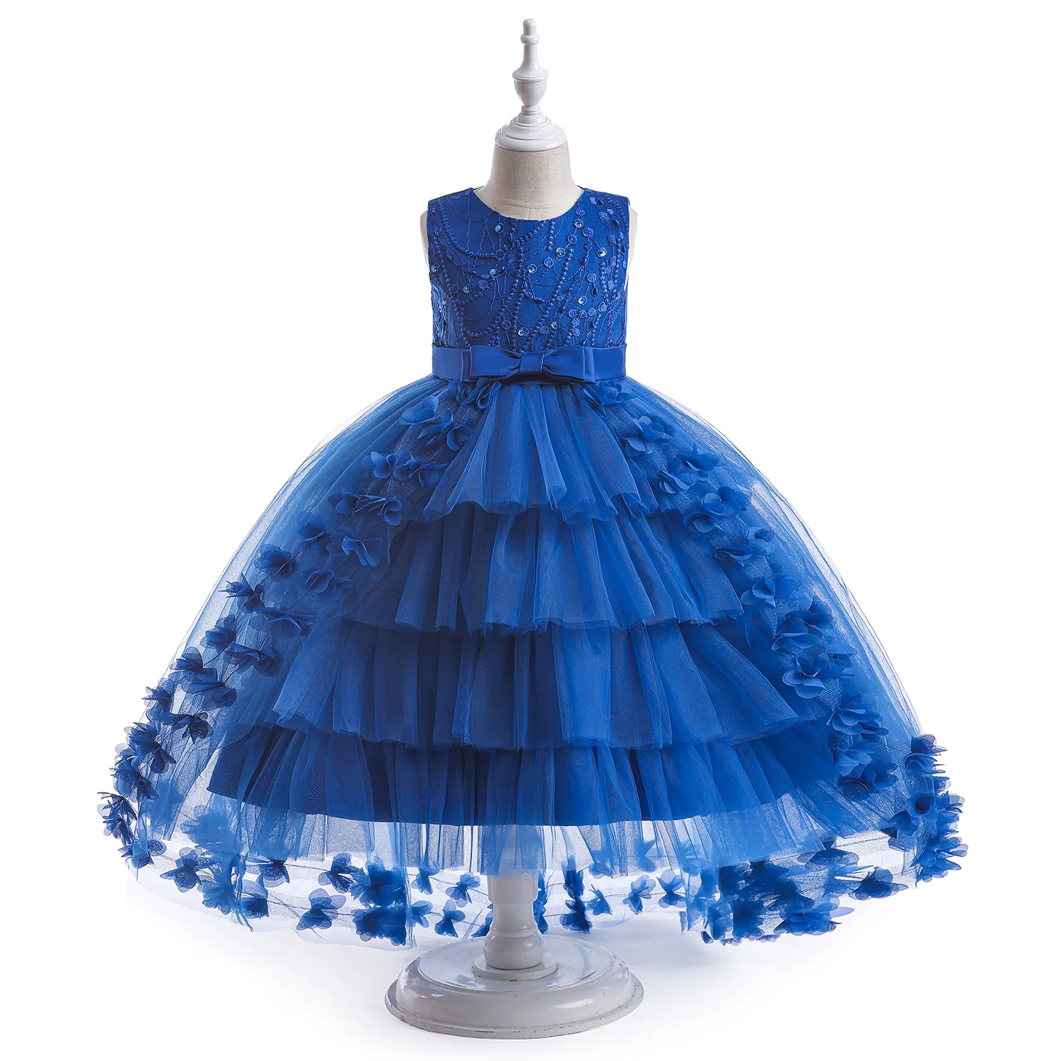 Princess Ball Gown Scoop Embroidery Tiered Flower Girl Dresses with Belt - Image 4