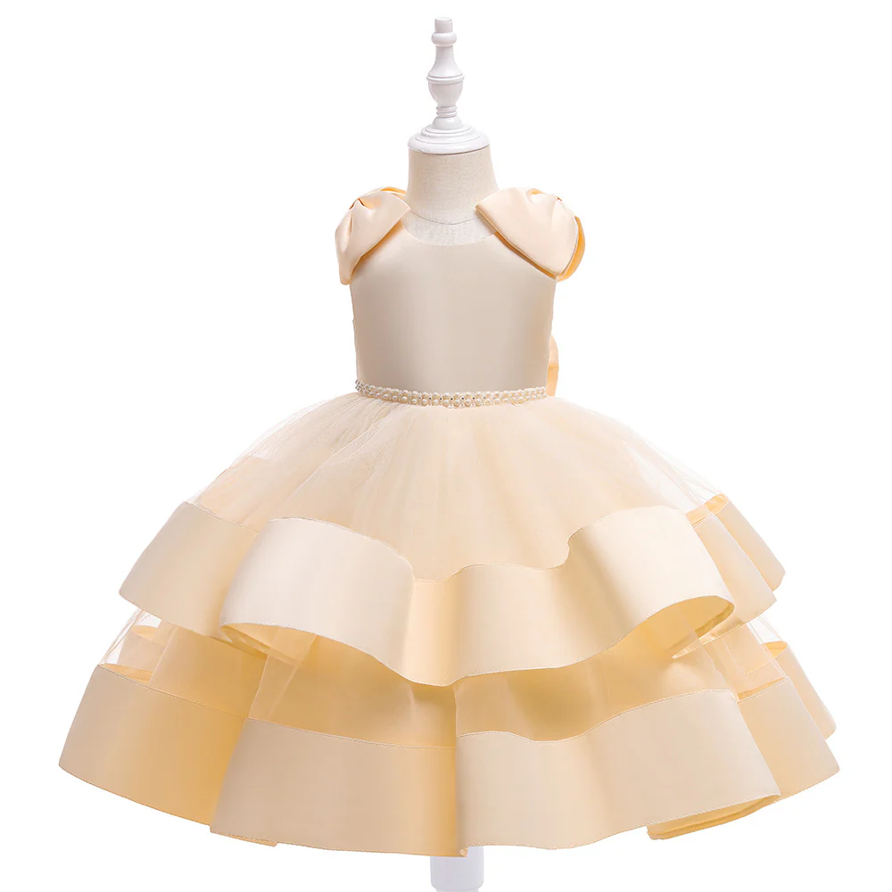 Princess Ball Gown Scoop Tiered Flower Girl Dresses with Pearls - Image 5