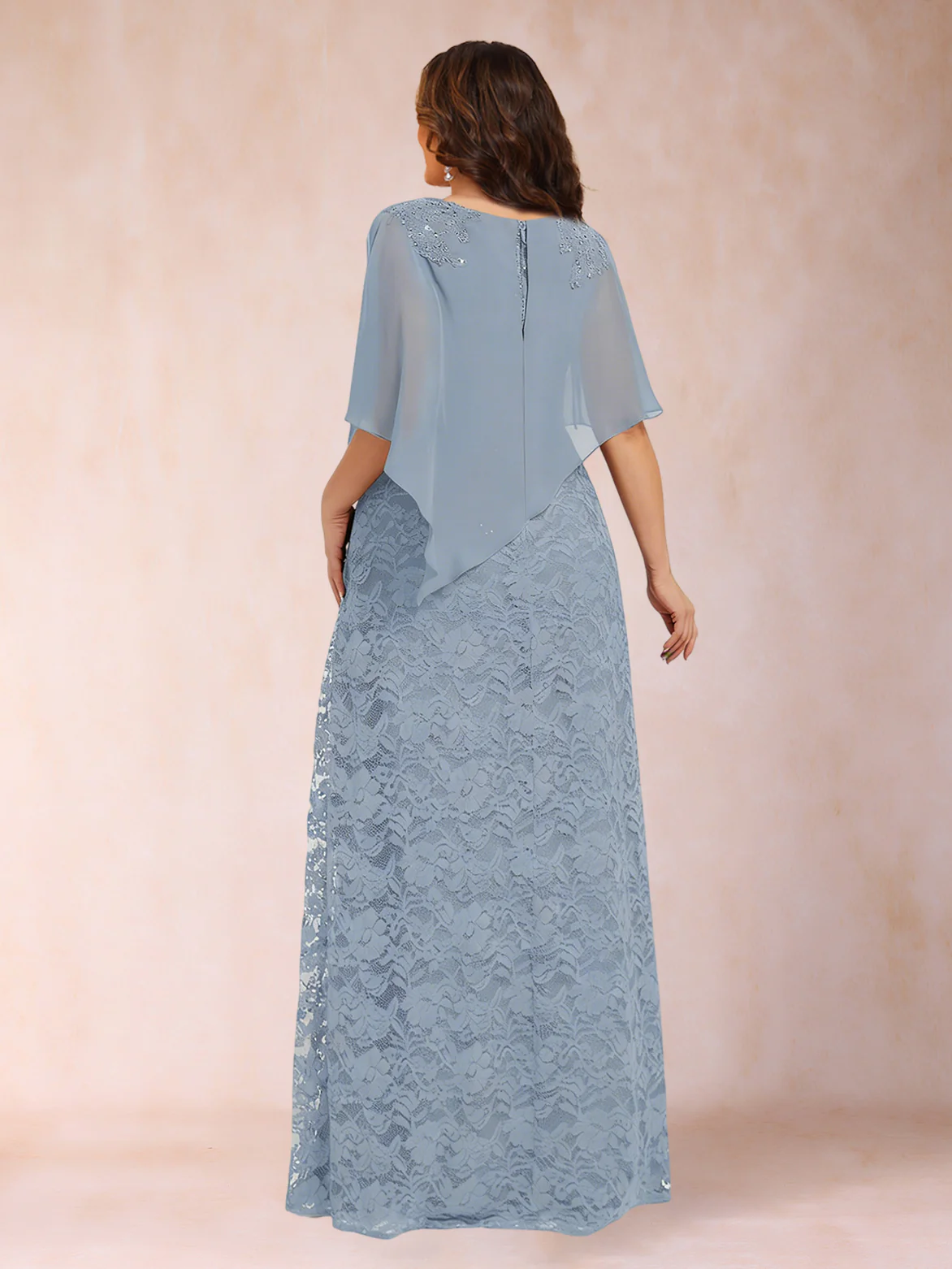 Sheath/Column Crew Neck Chiffon Plus Size Mother of the Bride Dresses With Beadings - Image 2