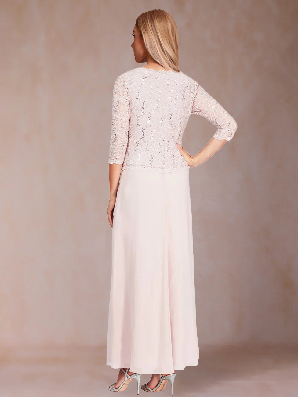 Sheath/Column Crew Neck Half Sleeves Mother of the Bride Dresses With Sequins - Image 2