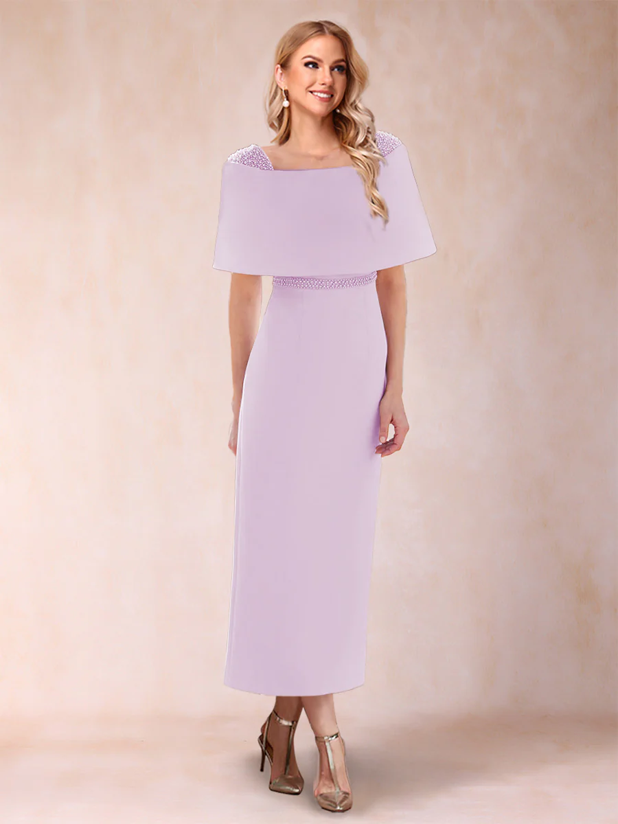 Sheath/Column Off-the-Shoulder Ankle-Length Mother of the Bride Dresses With Rhinestone - Image 23