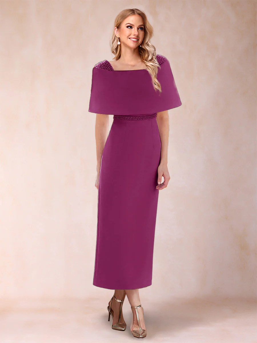 Sheath/Column Off-the-Shoulder Ankle-Length Mother of the Bride Dresses With Rhinestone - Image 32