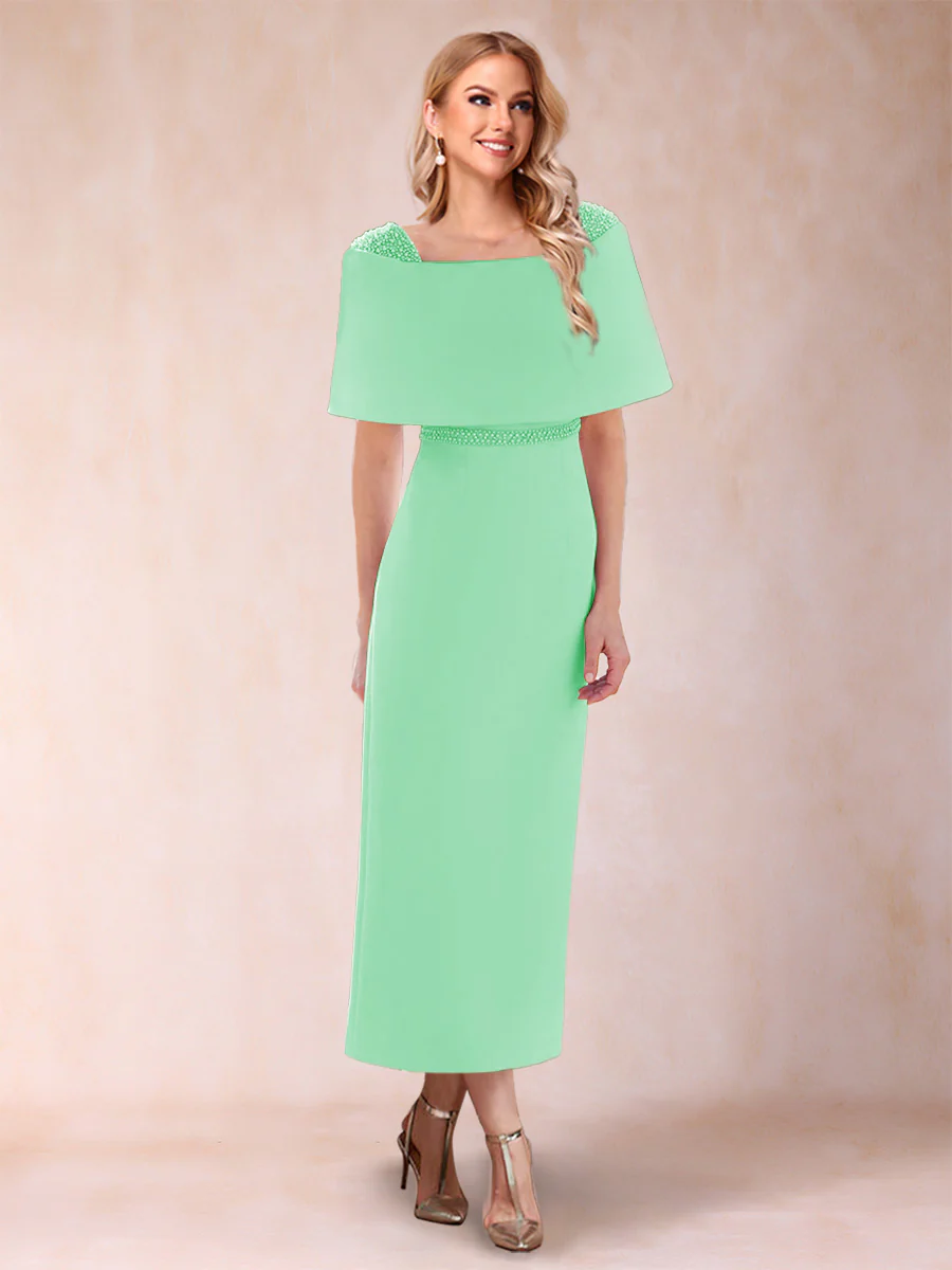 Sheath/Column Off-the-Shoulder Ankle-Length Mother of the Bride Dresses With Rhinestone - Image 51