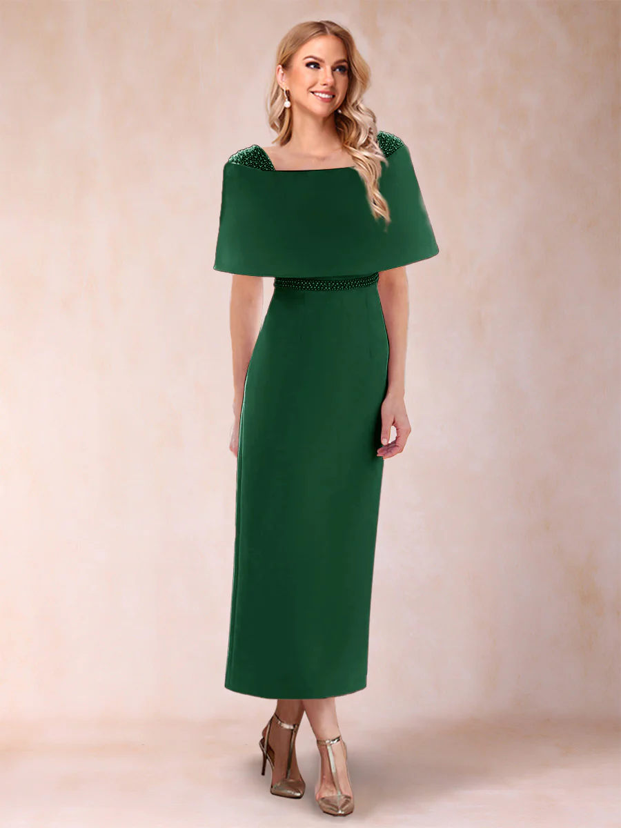 Sheath/Column Off-the-Shoulder Ankle-Length Mother of the Bride Dresses With Rhinestone - Image 7