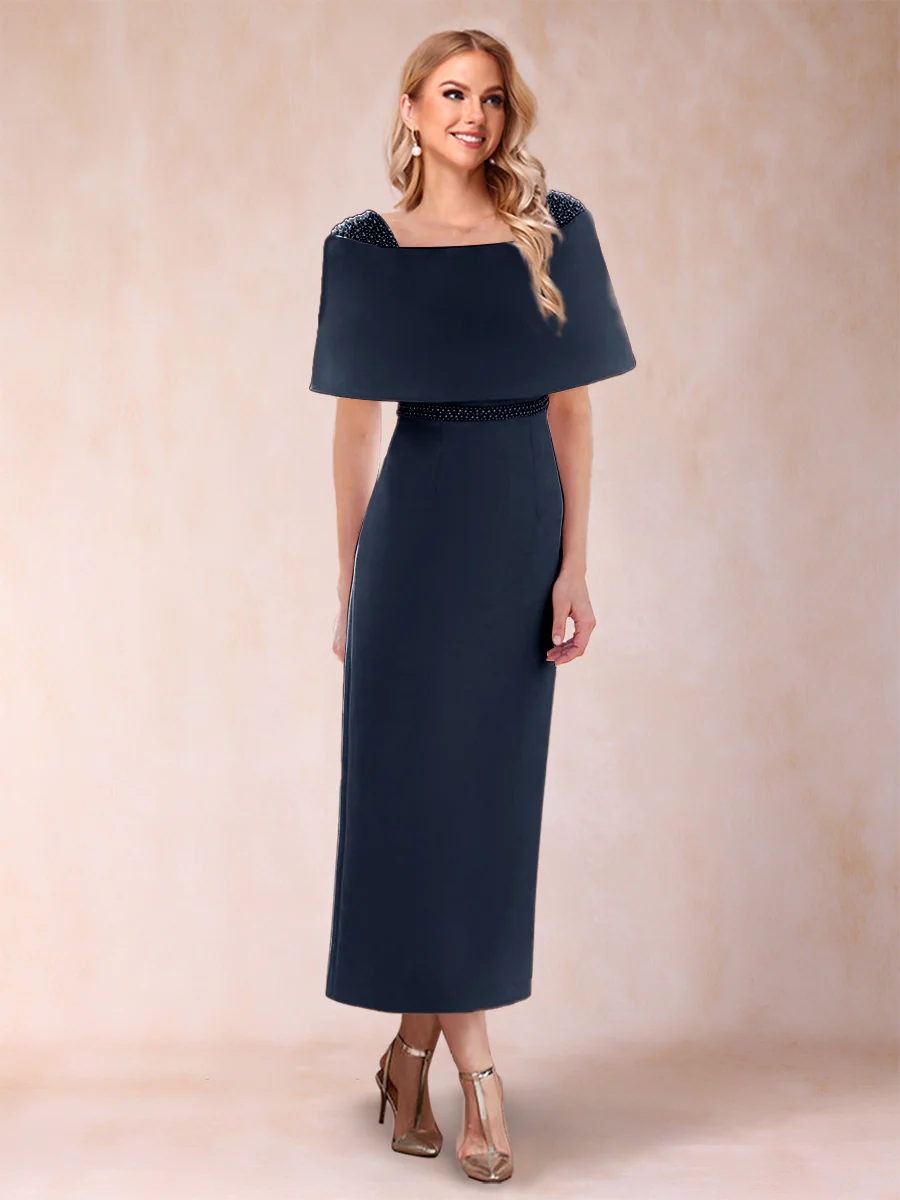 Sheath/Column Off-the-Shoulder Ankle-Length Mother of the Bride Dresses With Rhinestone - Image 8