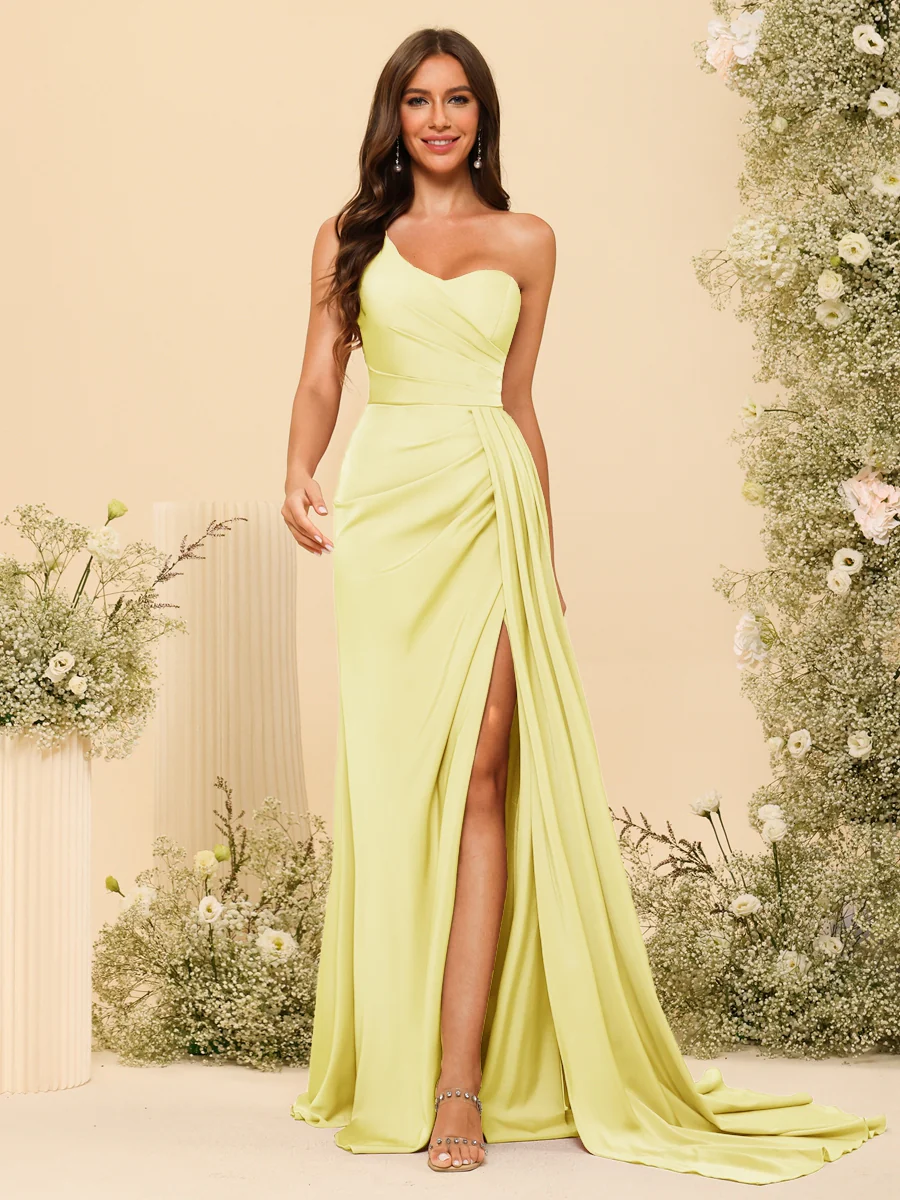 Sheath/Column One-Shoulder Sweetheart Long Formal Dresses with Split Side - Image 60