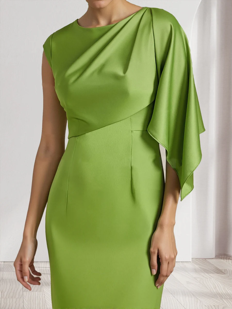 Sheath/Column Scoop Asymmetrical Split Side Bridesmaid Dresses - Image 3
