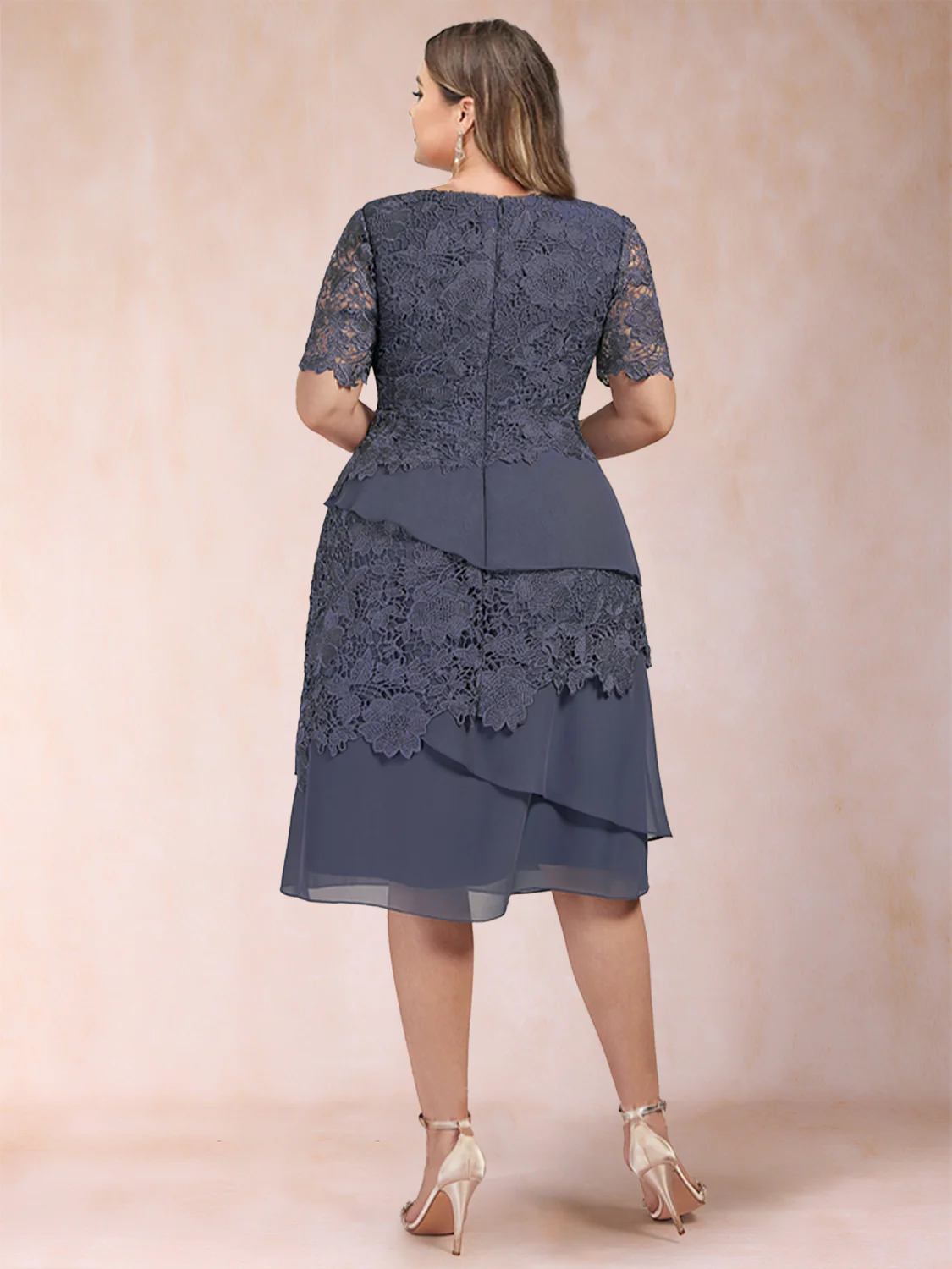 Sheath/Column Scoop Half Sleeves 2 Pieces Plus Size Mother of the Bride Dresses with Applique & Jacket - Image 4
