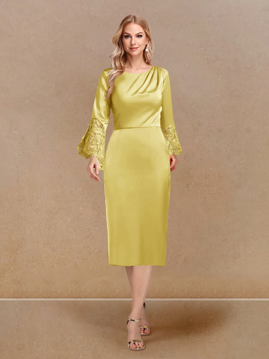 Sheath/Column Scoop Long Sleeves Evening Dresses with Appliques - Image 48