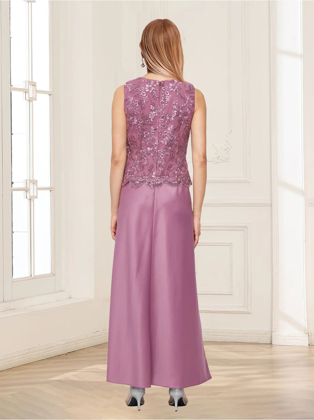 Sheath/Column Scoop Sleeveless 2 Pieces Mother of the Bride Dresses with Appliques & Jacket - Image 4