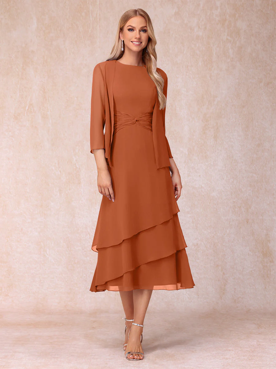 Sheath/Column Scoop Sleeveless Mother of the Bride Dresses with Ruched & Jacket - Image 10
